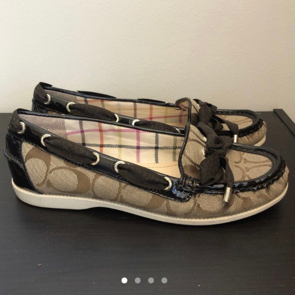 coach little brown flats!